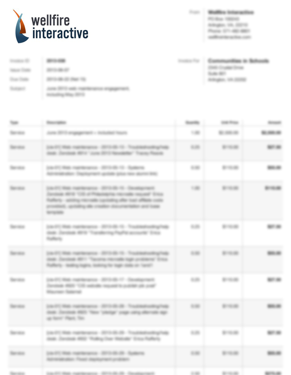 Detailed invoice with line items