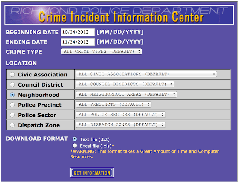 Richmond City police department
statistics