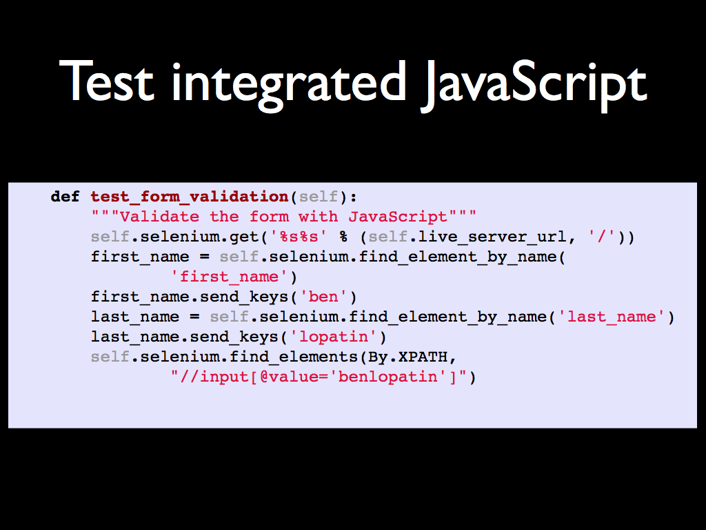 Test effects of integrated JavaScript